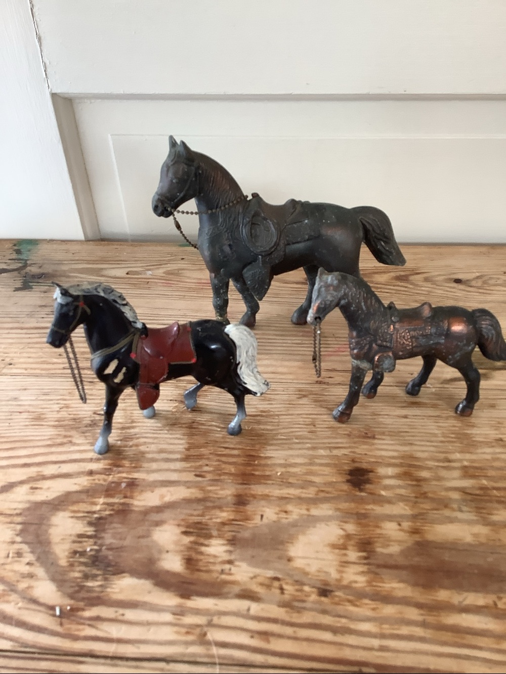 Vintage MCM Retro 1950’s Pot Metal Horse Figurines